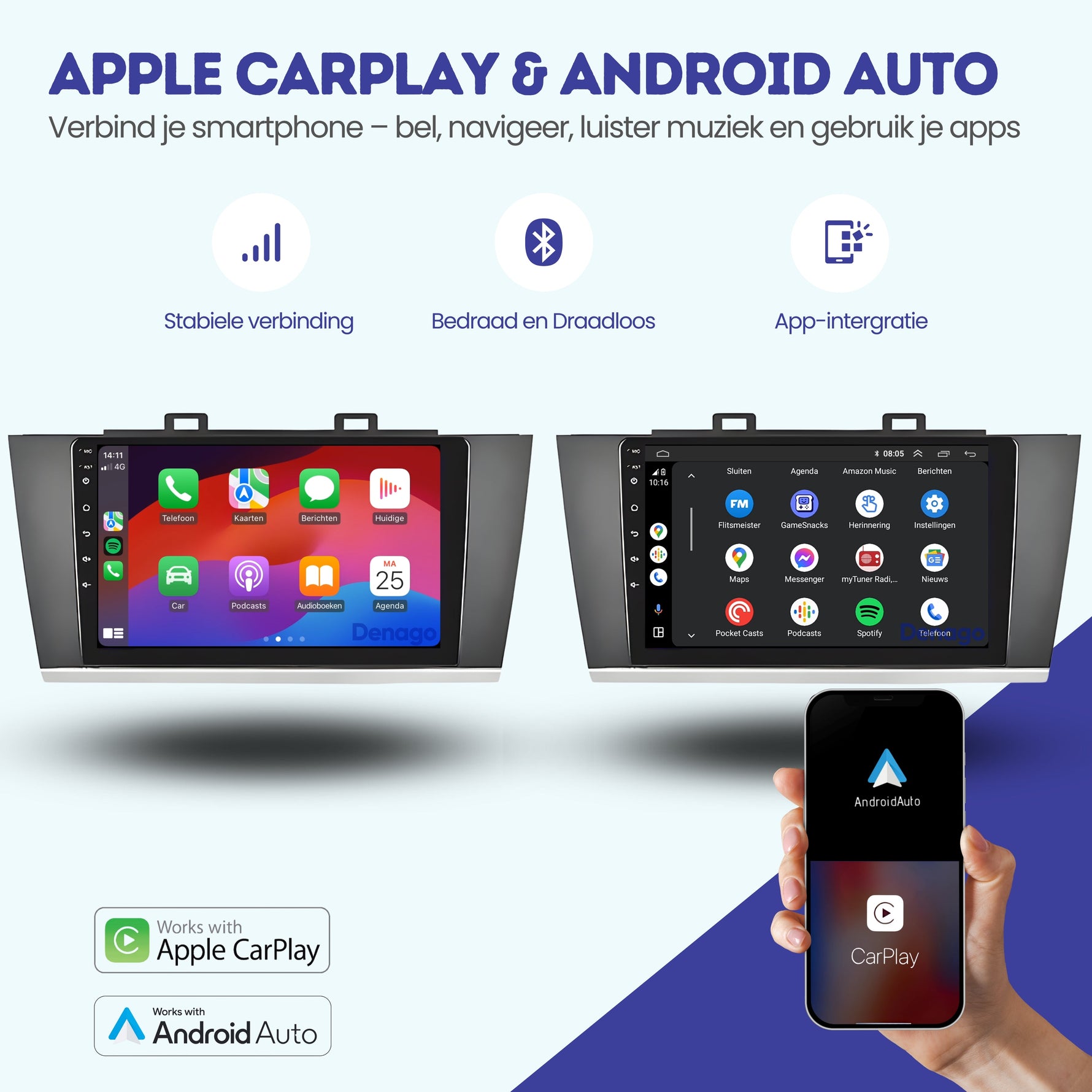 Subaru Outback CarPlay autoradio | 2015 t/m 2020 | Denago DNG-A200 | 9 inch | Android 13 | Draadloos CarPlay & Android Auto