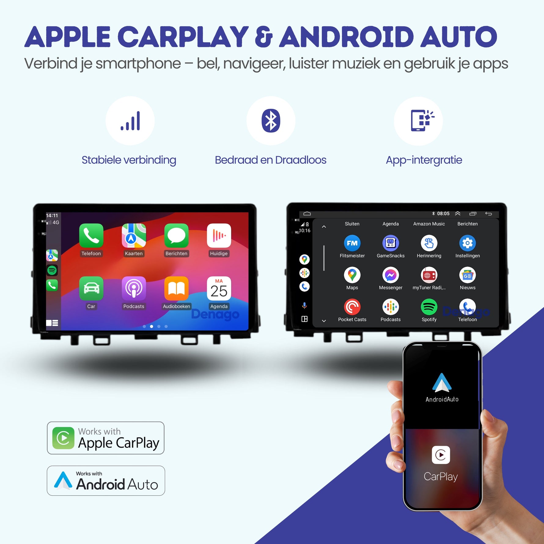 Kia Rio CarPlay autoradio | 2017 t/m 2020 | Denago DNG-A292 | 9 inch | Android 13 | Draadloos CarPlay & Android Auto