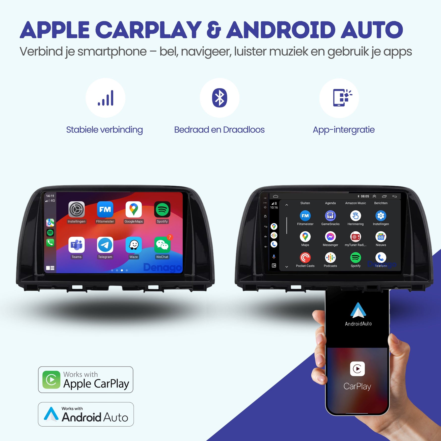 Mazda CX-5 CarPlay autoradio | 2012 t/m 2016 | Denago DNG-A316 | 9 inch | Android 13 | Draadloos CarPlay & Android Auto