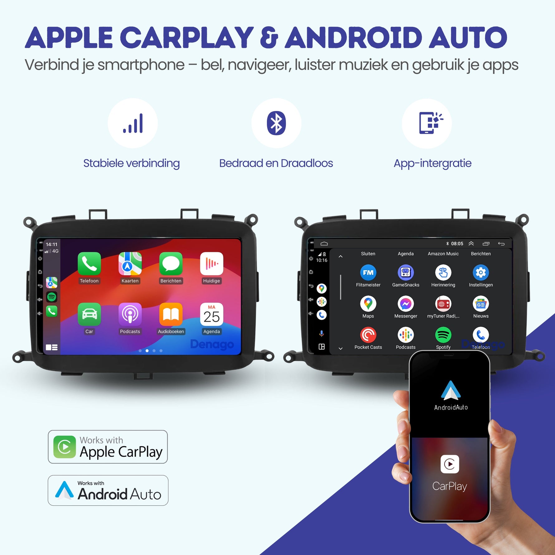 Kia Carens CarPlay autoradio | 2013 t/m 2019 | Denago DNG-A180 | 9 inch | Android 13 | Draadloos CarPlay & Android Auto