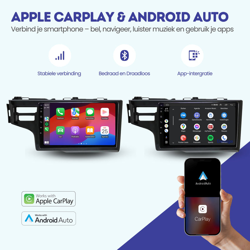 Honda Jazz CarPlay autoradio | 2016 t/m 2019 | Denago DNG-A172 | 9 inch | Android 13 | Draadloos CarPlay & Android Auto-2