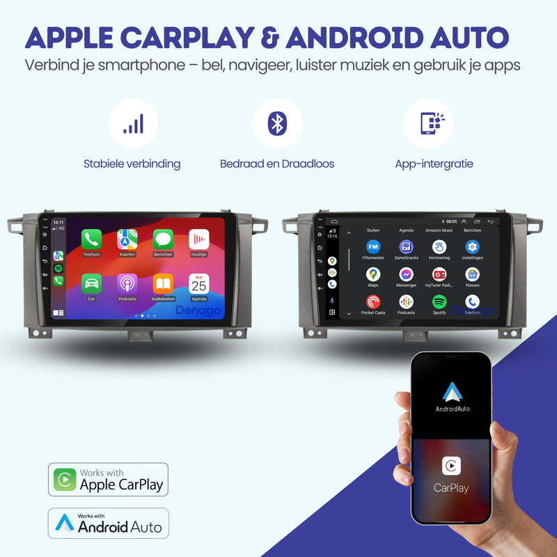 Toyota Land Cruiser LC100 CarPlay autoradio | 2005 t/m 2007 | Denago DNG-A338 | 9 inch | Android 13 | Draadloos CarPlay & Android Auto-2