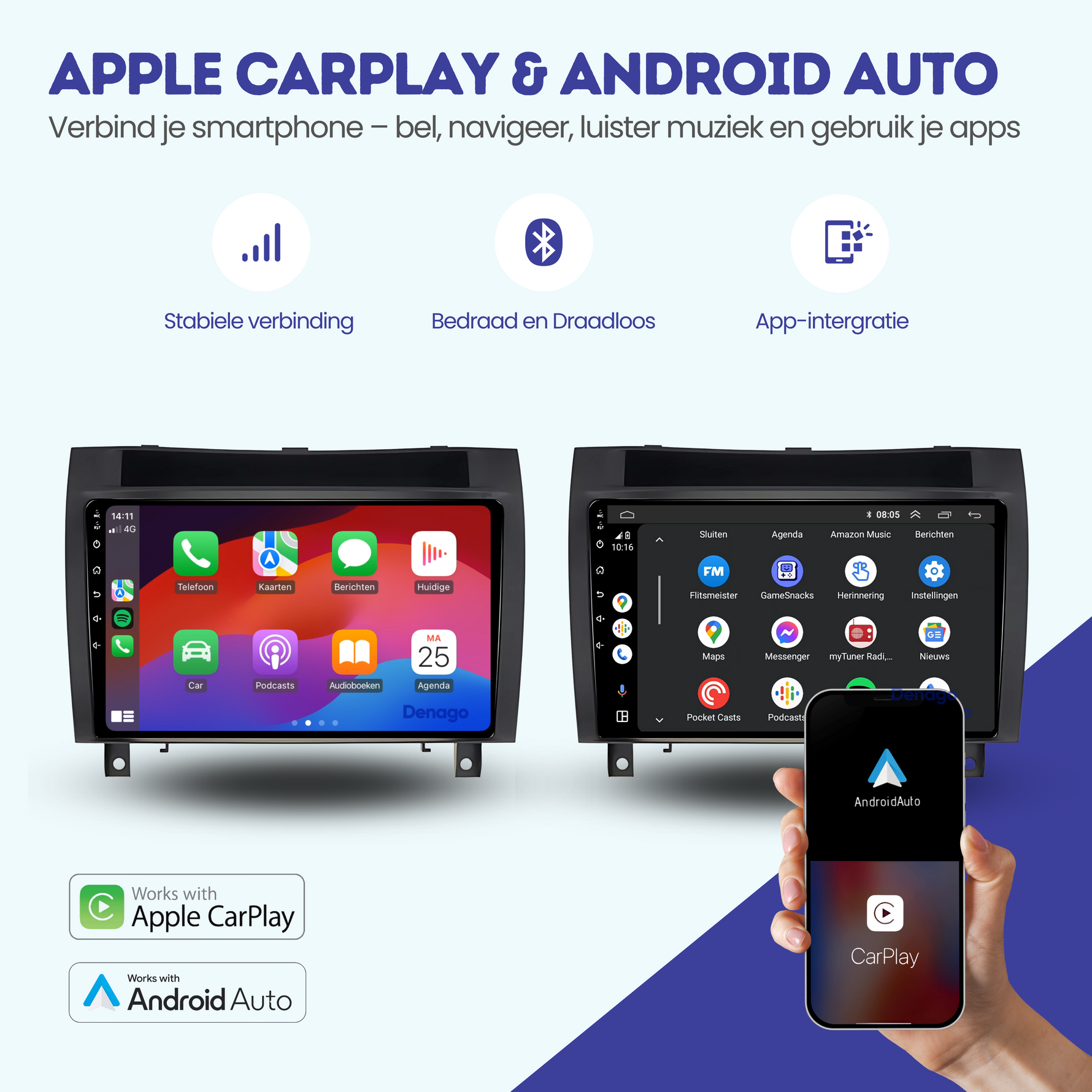 Mercedes SLK CarPlay autoradio | 2004 t/m 2010 | Denago DNG-A40 | 9 inch | Android 13 | Draadloos CarPlay & Android Auto