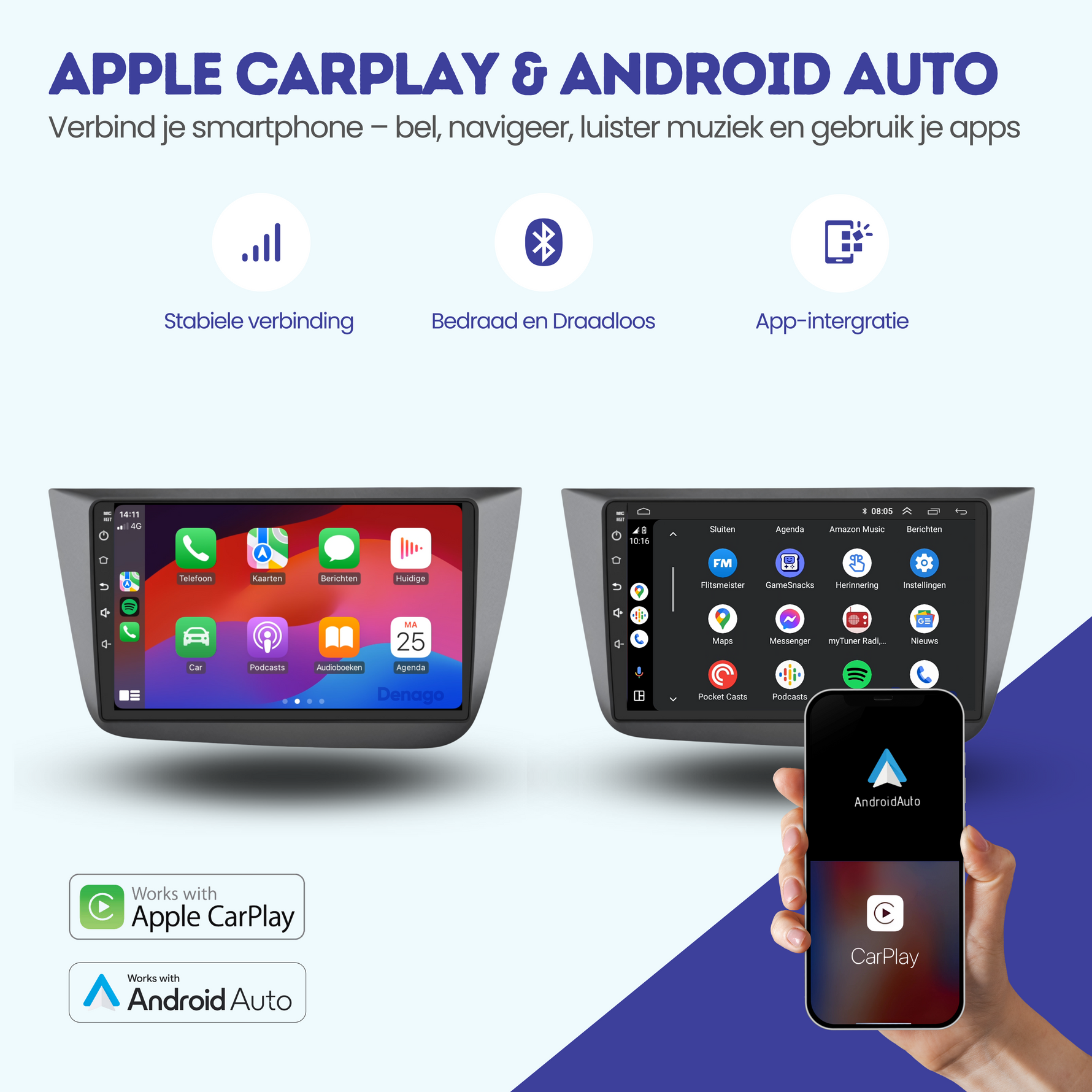 Seat Altea CarPlay autoradio | 2004 t/m 2015 | Denago DNG-A38 | 9 inch | Android 13 | Draadloos CarPlay & Android Auto