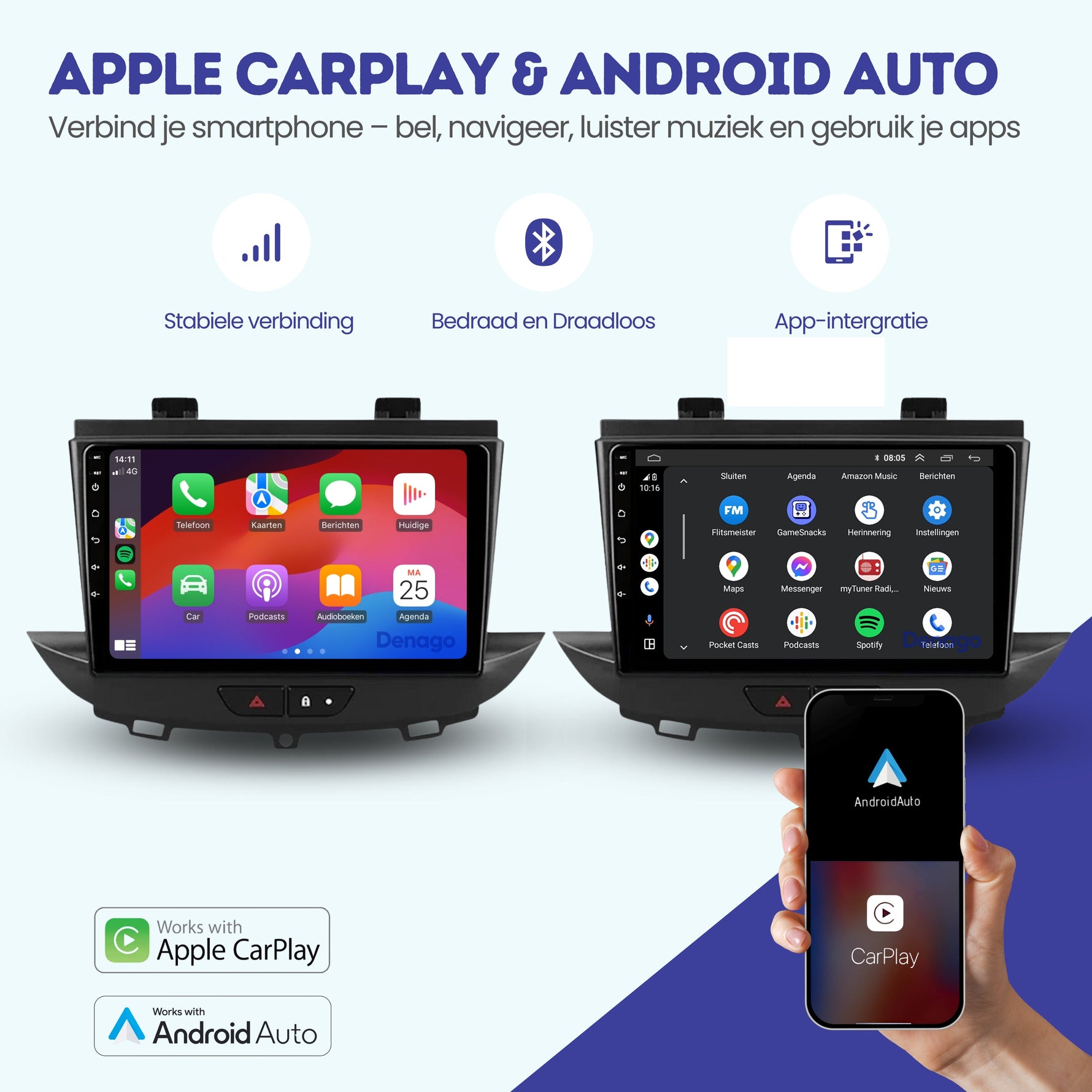 Opel Crossland CarPlay autoradio | 2016 t/m 2020 | Denago DNG-A330 | 9 inch | Android 13 | Draadloos CarPlay & Android Auto