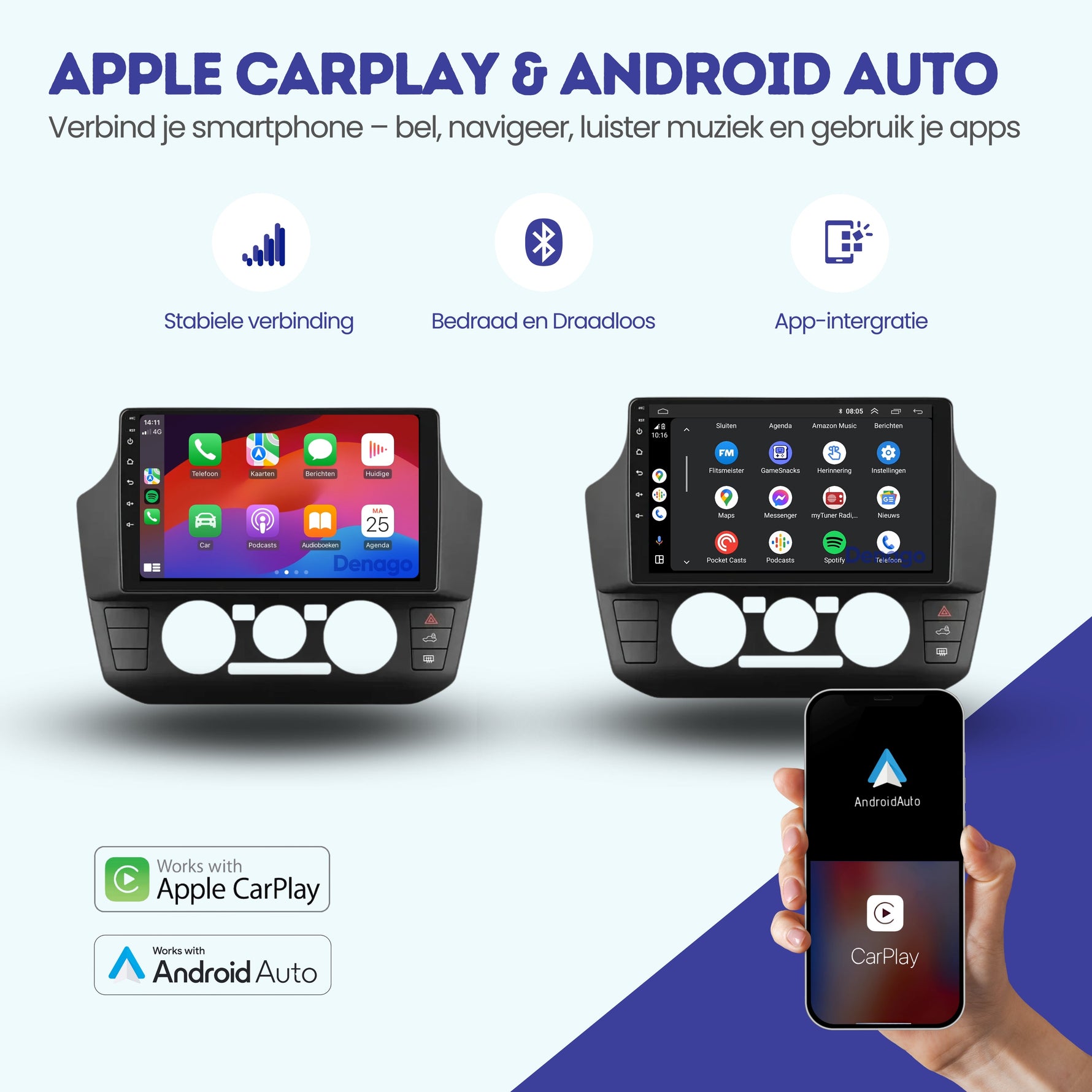 Seat Mii CarPlay autoradio | 2017 t/m 2021 | Denago DNG-A262 | 9 inch | Android 13 | Draadloos CarPlay & Android Auto