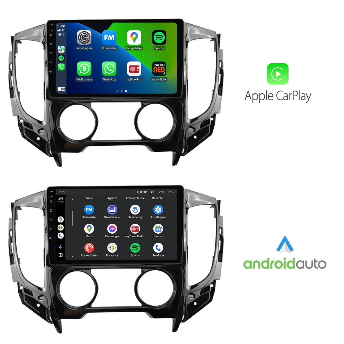 Mitsubishi Triton CarPlay & Android Auto autoradio | 2015 t/m 2018 | Android 13 | Davilon