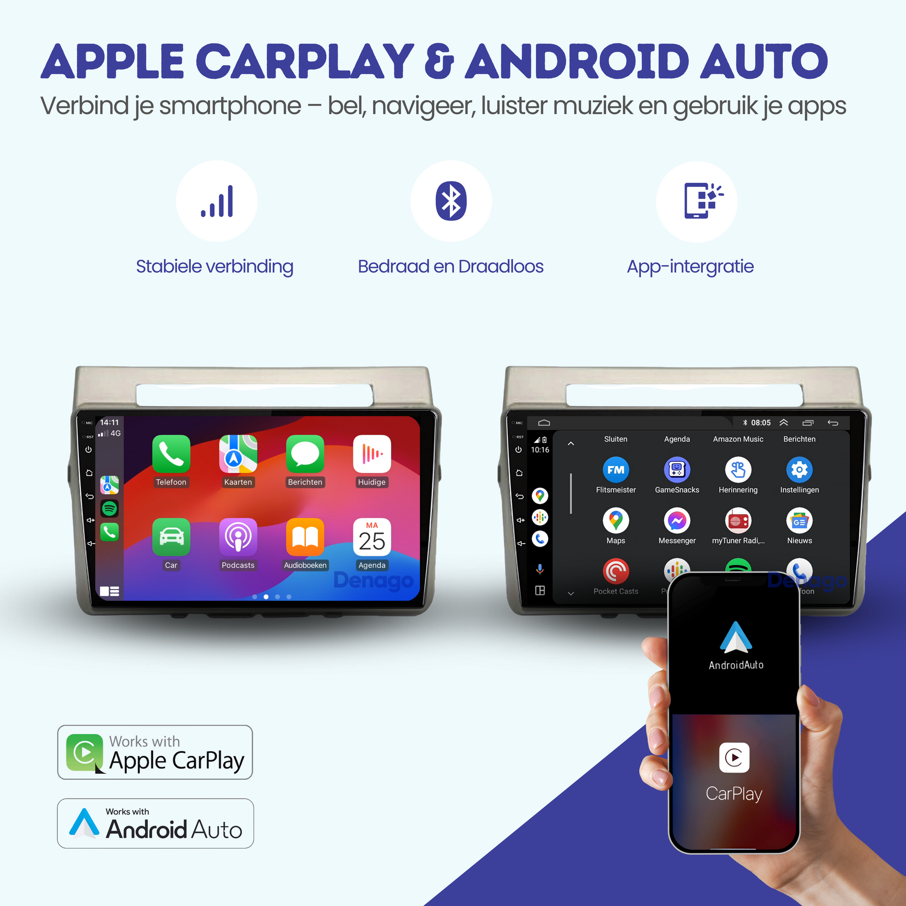 Toyota Corolla CarPlay autoradio | 2004 t/m 2009 | Denago DNG-A15 | 9 inch | Android 13 | Draadloos CarPlay & Android Auto
