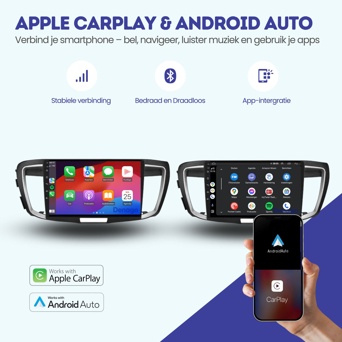 Honda Accord CarPlay autoradio | 2013 t/m 2017 | Denago DNG-A293 | 9 inch | Android 13 | Draadloos CarPlay & Android Auto-2