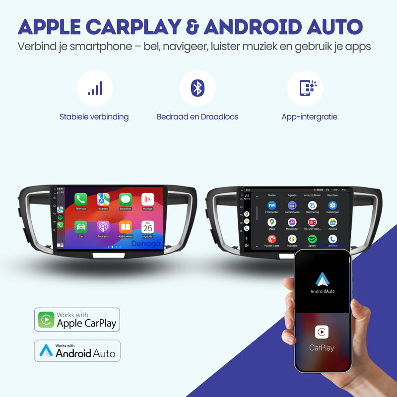 Honda Accord CarPlay autoradio | 2013 t/m 2017 | Denago DNG-A293 | 9 inch | Android 13 | Draadloos CarPlay & Android Auto-2