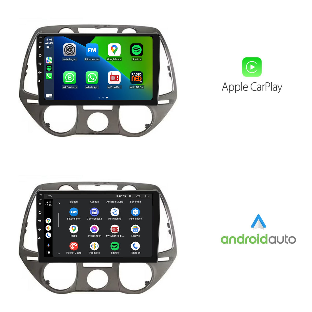 Hyundai I20 | 2008 t/m 2014 | Android 13 | Draadloos Apple Carplay & Android auto-2