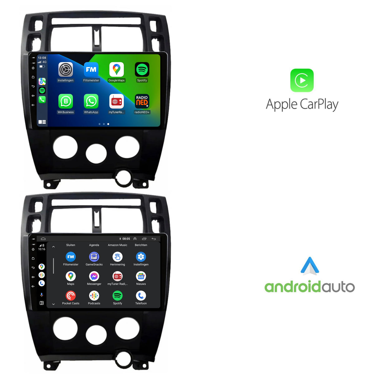 Hyundai Tucson CarPlay & Android Auto autoradio | 2004 t/m 2010 | Android 15 | Davilon | Zwart-2