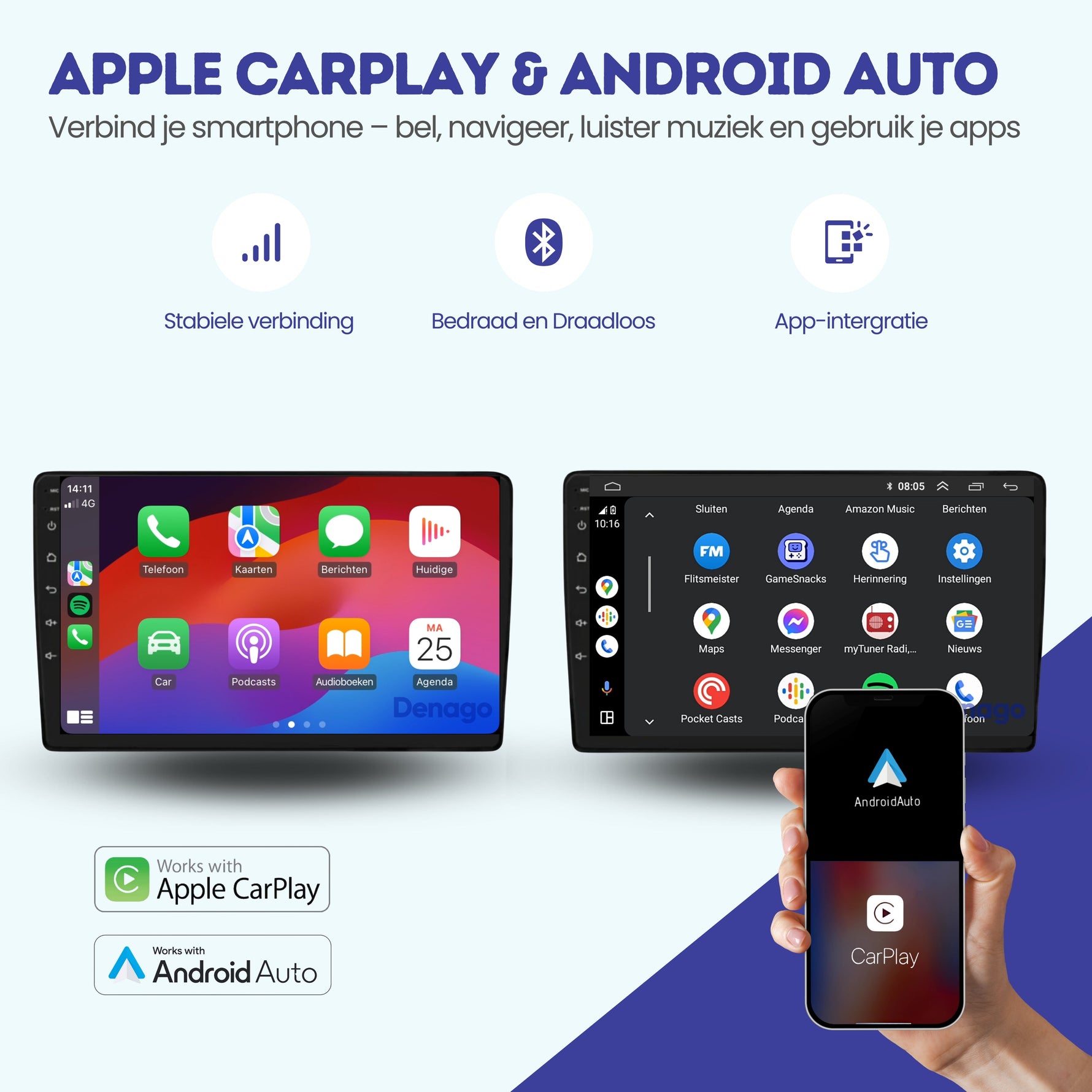 Kia Cee’d CarPlay autoradio | 2006 t/m 2011 | Denago DNG-A210 | 9 inch | Android 13 | Draadloos CarPlay & Android Auto