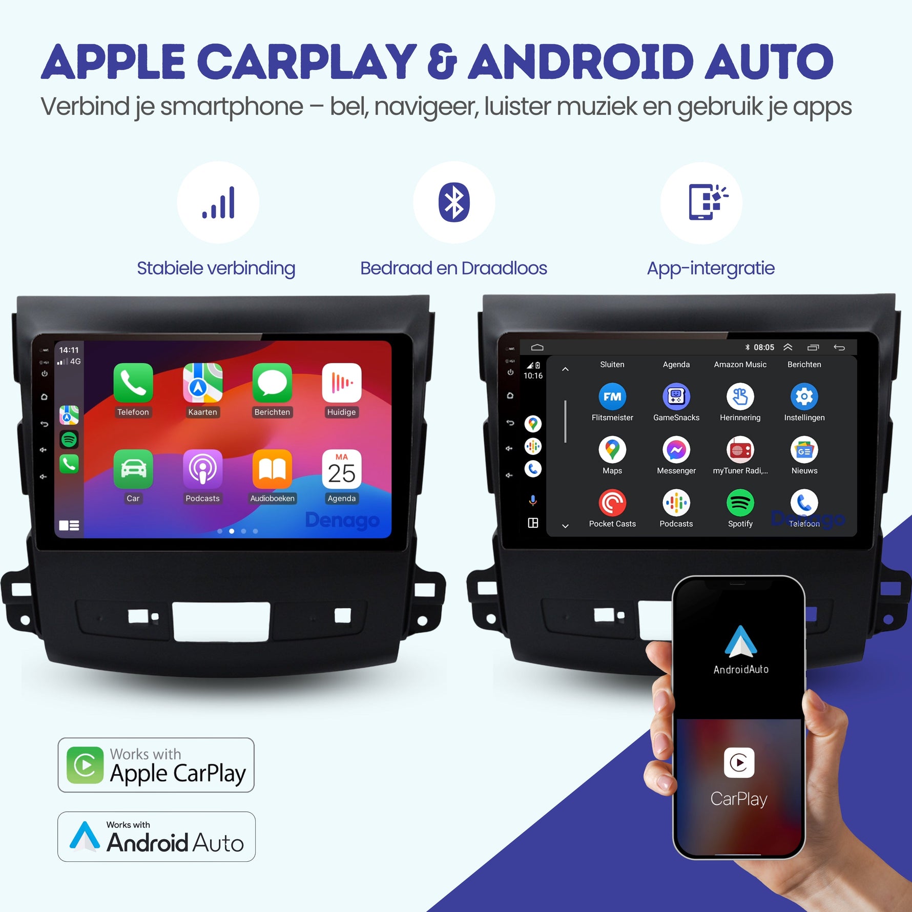 Mitsubishi Outlander CarPlay autoradio | 2008 t/m 2012 | Denago DNG-A170 | 9 inch | Android 13 | Draadloos CarPlay & Android Auto
