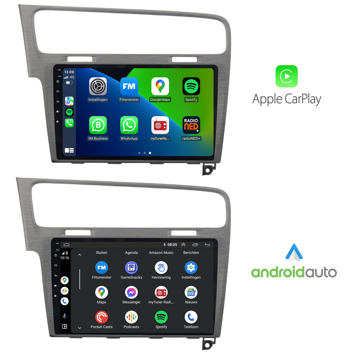 Volkswagen Golf 7 CarPlay & Android Auto autoradio | 2012 t/m 2020 | Android 15 | Davilon | Grijs-2