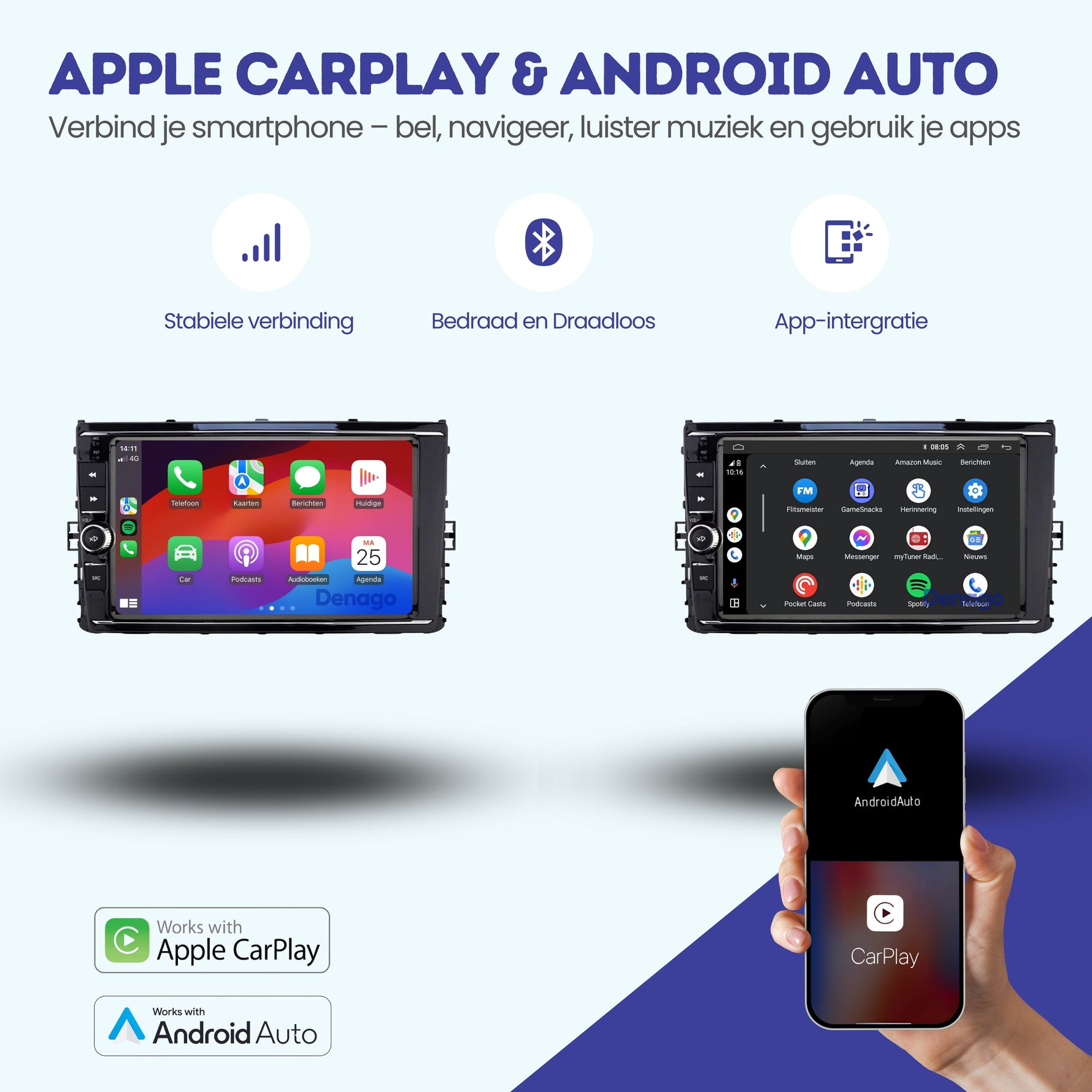 Volkswagen T-Cross CarPlay autoradio | 2018 t/m 2025 | Denago DNG-A358 | 9 inch | Android 13 | Draadloos CarPlay & Android Auto