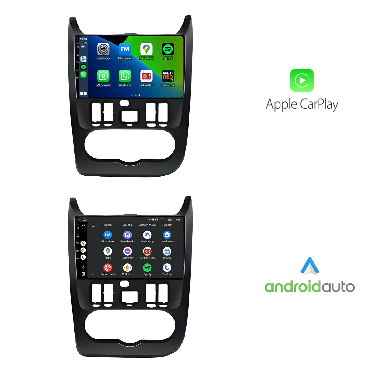 Dacia Logan | Android 13 | Autoradio | 2010 t/m 2013 | CarPlay & Android Auto-2