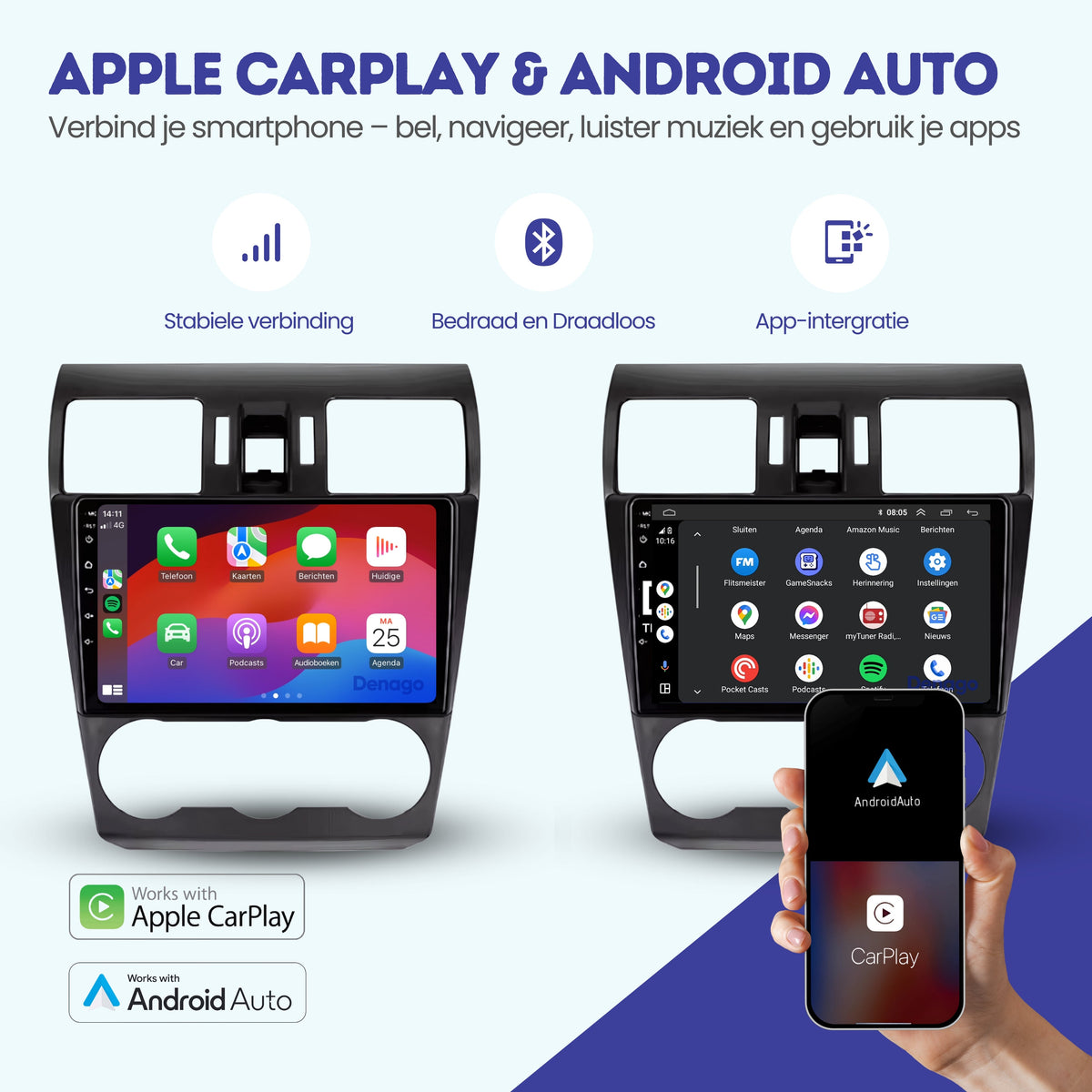 Subaru Forester CarPlay autoradio | 2014 t/m 2018 | Denago DNG-A90 | 9 inch | Android 13 | Draadloos CarPlay & Android Auto-2