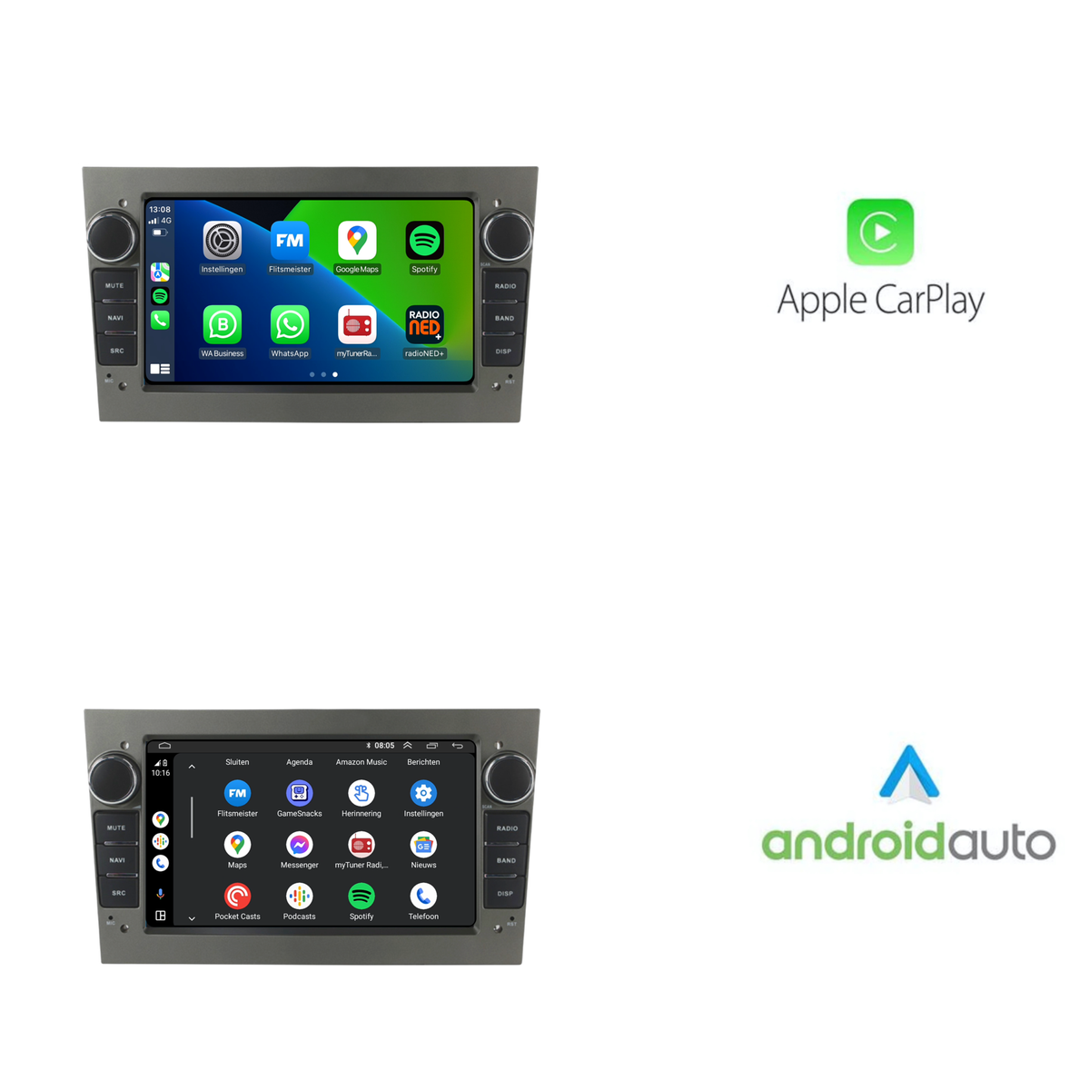 Opel CarPlay & Android Auto autoradio | 2000 t/m 2013 | Android 15 | Davilon | Opel Grijs-9