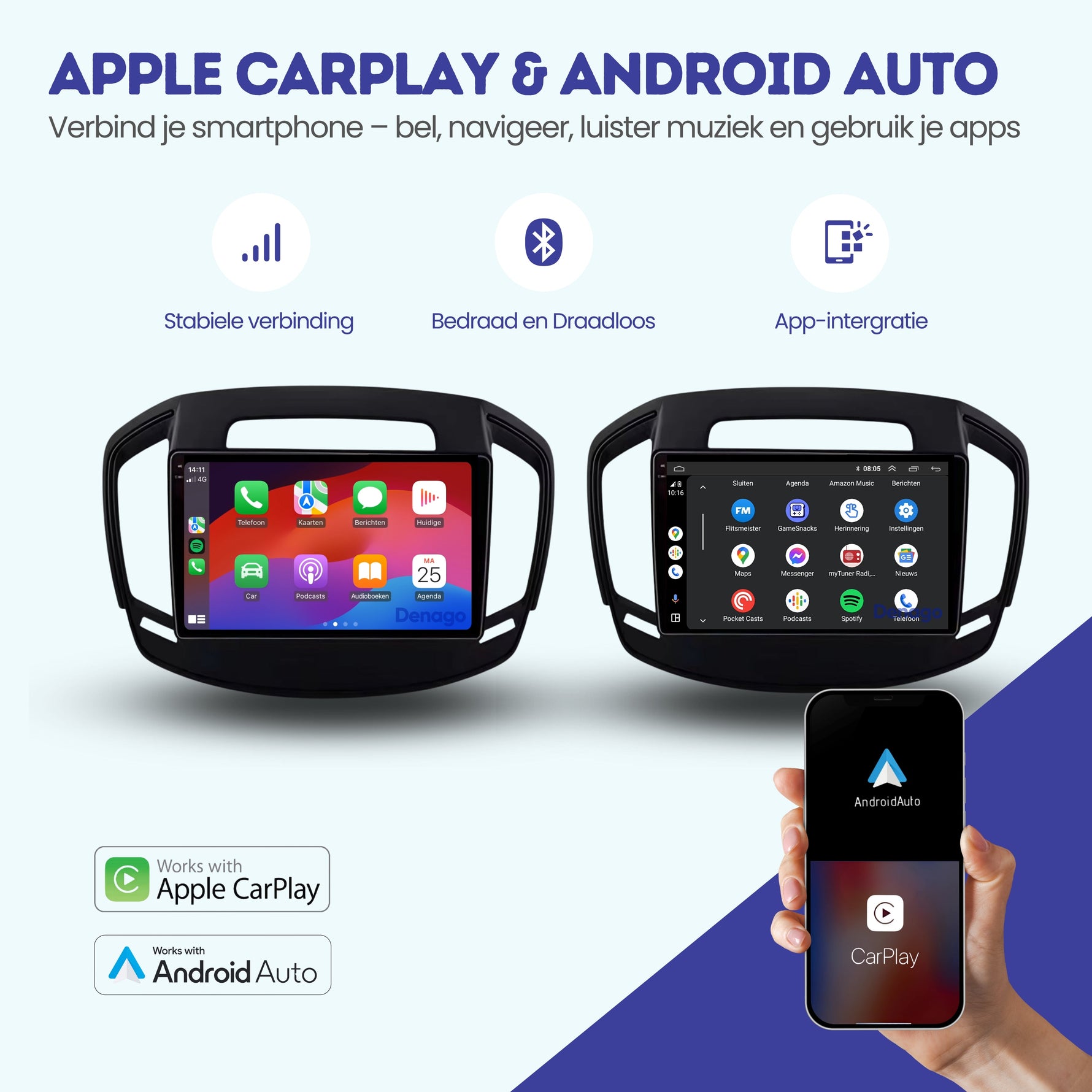 Opel Insignia CarPlay autoradio | 2008 t/m 2013 | Denago DNG-A271 | 9 inch | Android 13 | Draadloos CarPlay & Android Auto