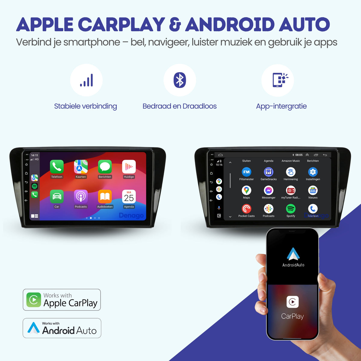 Skoda Octavia CarPlay autoradio | 2013 t/m 2020 | Denago DNG-A110 | 9 inch | Android 13 | Draadloos CarPlay & Android Auto-2