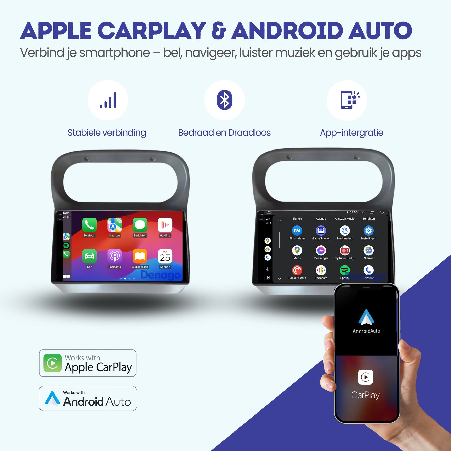 Renault Twingo CarPlay autoradio | 1998 t/m 2006 | Denago DNG-A302 | 9 inch | Android 13 | Draadloos CarPlay & Android Auto