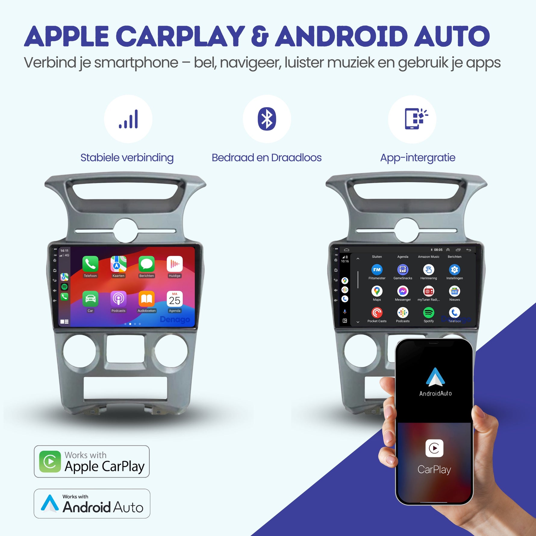 Kia Carens CarPlay autoradio | 2006 t/m 2012 | Denago DNG-A164 | 9 inch | Android 13 | Draadloos CarPlay & Android Auto