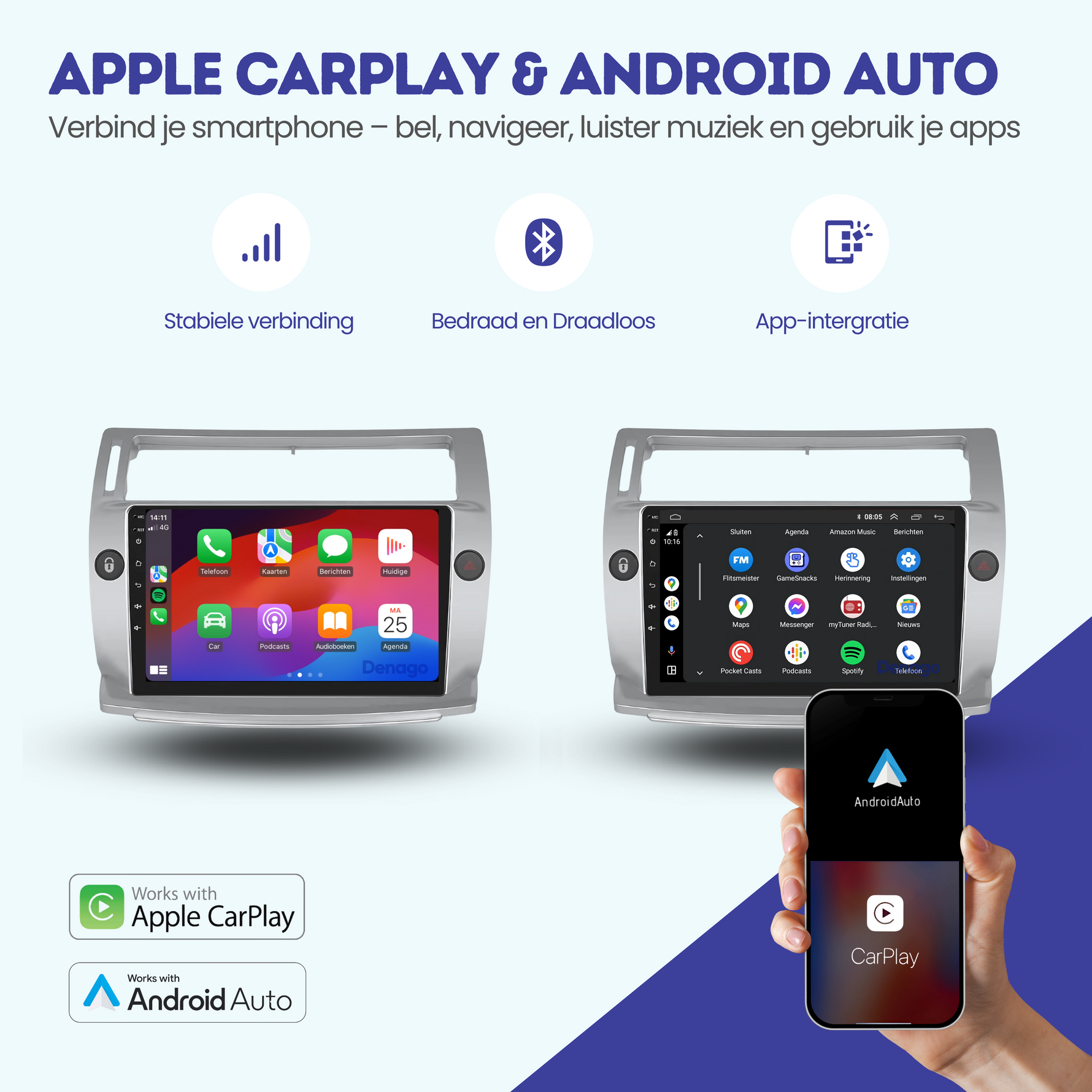 Citroën C4 CarPlay autoradio | 2004 t/m 2010 | Denago DNG-A35 | 9 inch | Android 13 | Draadloos CarPlay & Android Auto