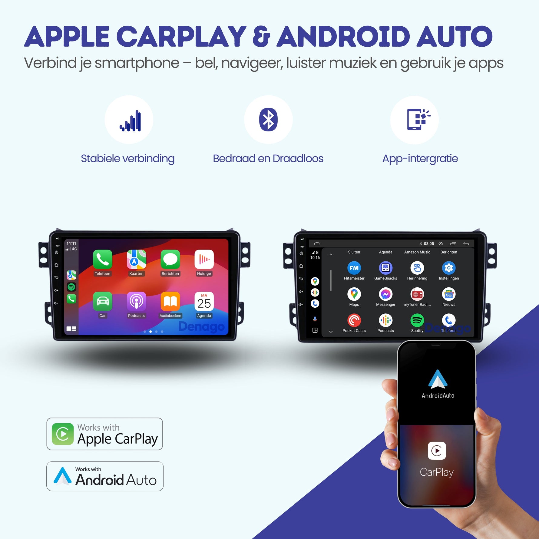 Opel Agila CarPlay autoradio | 2008 t/m 2015 | Denago DNG-A245 | 9 inch | Android 13 | Draadloos CarPlay & Android Auto