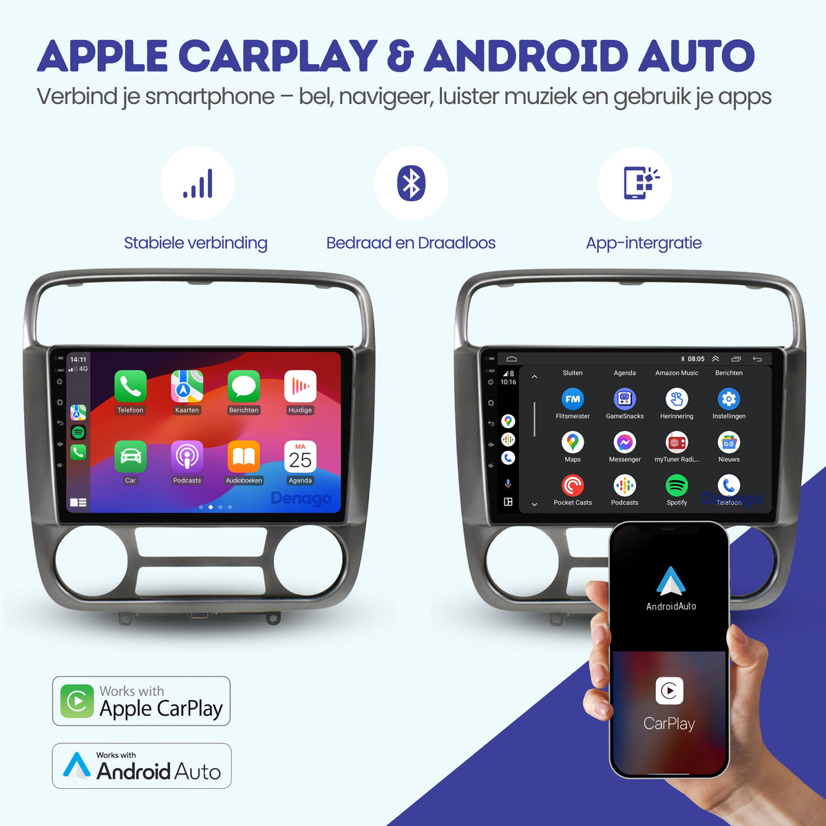 Honda Stream CarPlay autoradio | 2000 t/m 2006 | Denago DNG-A138 | 9 inch | Android 13 | Draadloos CarPlay & Android Auto-2