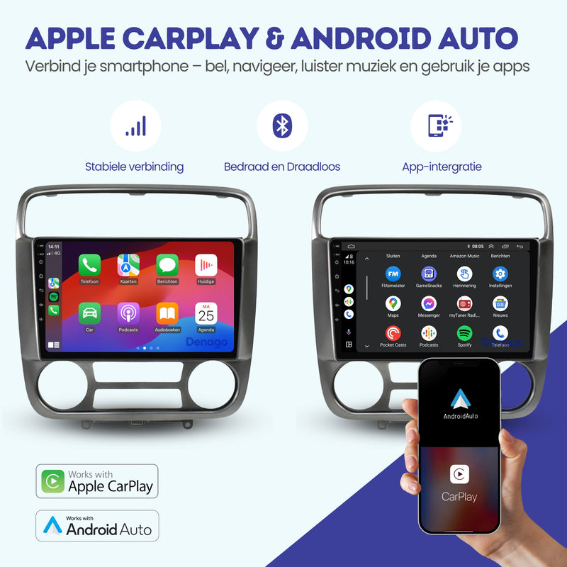 Honda Stream CarPlay autoradio | 2000 t/m 2006 | Denago DNG-A138 | 9 inch | Android 13 | Draadloos CarPlay & Android Auto-2