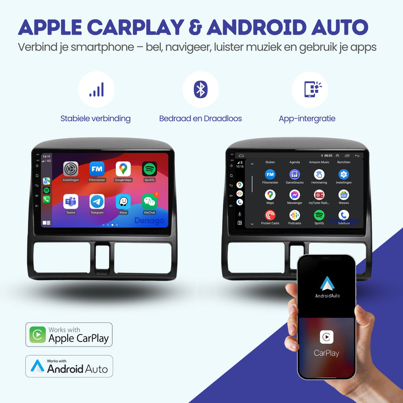 Honda CR-V CarPlay autoradio | 2002 t/m 2006 | Denago DNG-A99 | 9 inch | Android 13 | Draadloos CarPlay & Android Auto-2