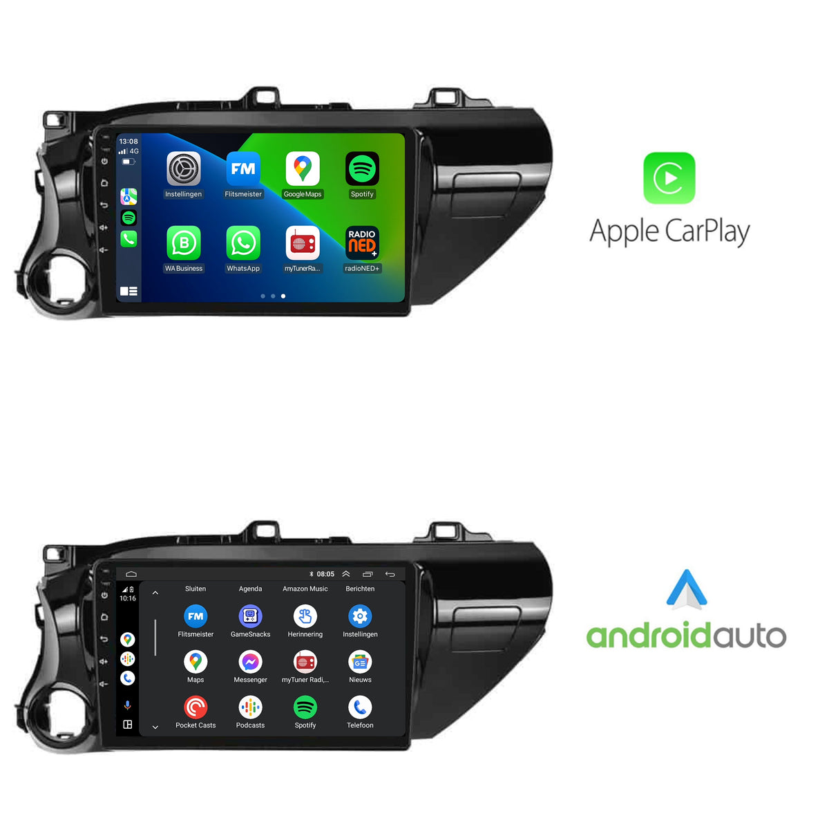 Toyota Hilux CarPlay & Android Auto autoradio | 2015 t/m 2020 | Android 15 | Davilon-2
