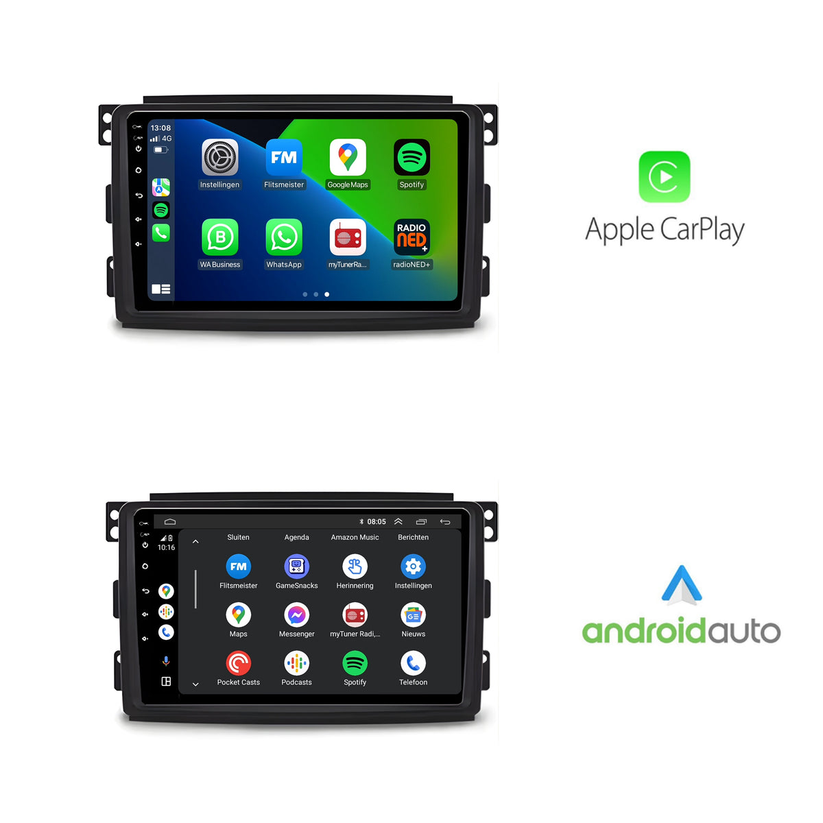 Smart Fortwo | Android 13 | Autoradio | 2009 t/m 2015 | CarPlay & Android Auto-2