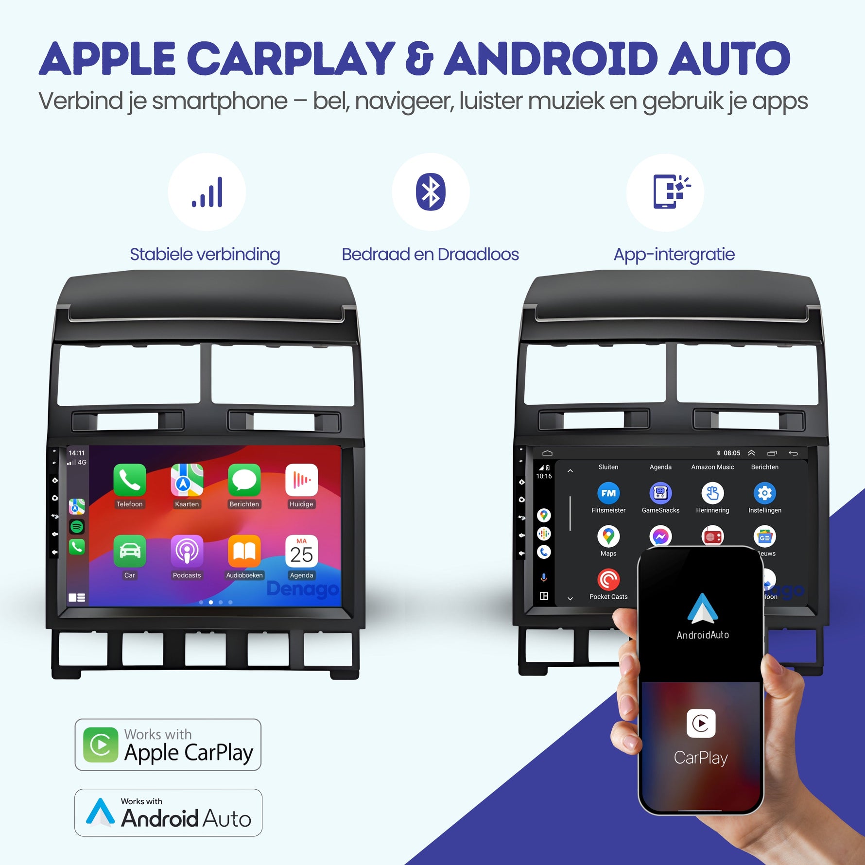 Volkswagen Touareg CarPlay autoradio | 2002 t/m 2010 | Denago DNG-A326 | 9 inch | Android 13 | Draadloos CarPlay & Android Auto