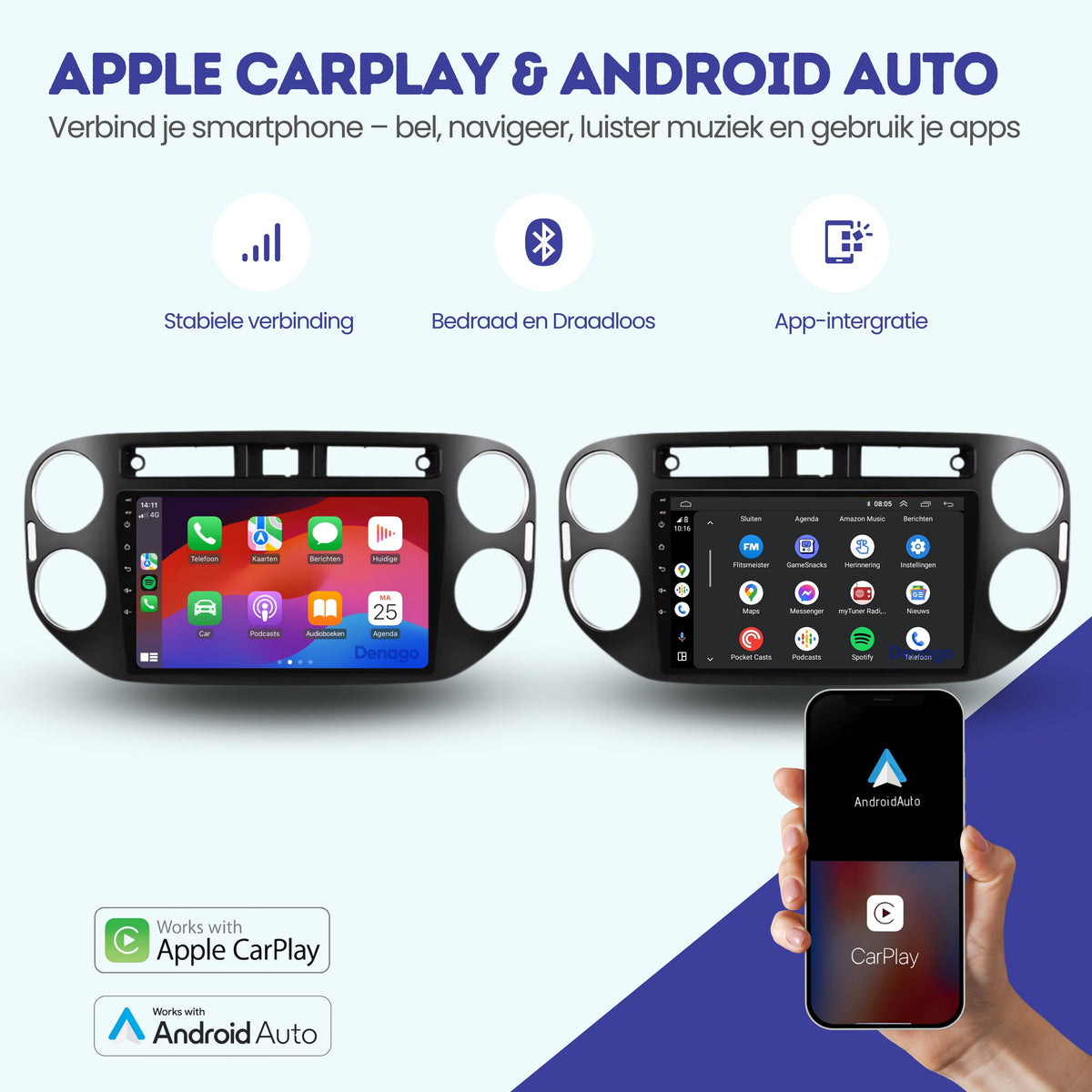 Volkswagen Tiguan CarPlay autoradio | 2007 t/m 2015 | Denago DNG-A380 | 9 inch | Android 13 | Draadloos CarPlay & Android Auto-2