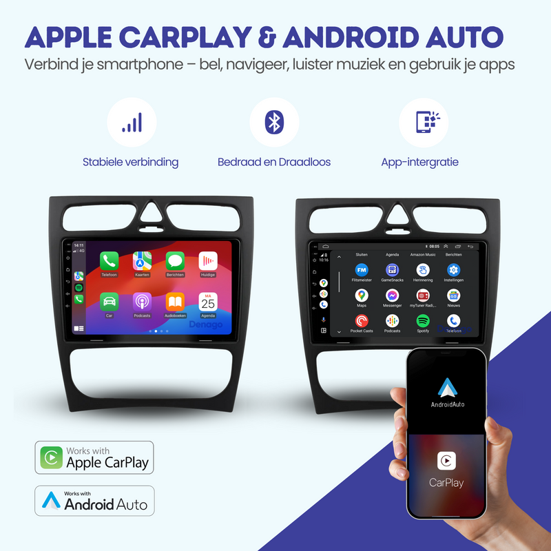 Mercedes G-klasse CarPlay autoradio | 2001 t/m 2007 | Denago DNG-A369 | 9 inch | Android 13 | Draadloos CarPlay & Android Auto-2