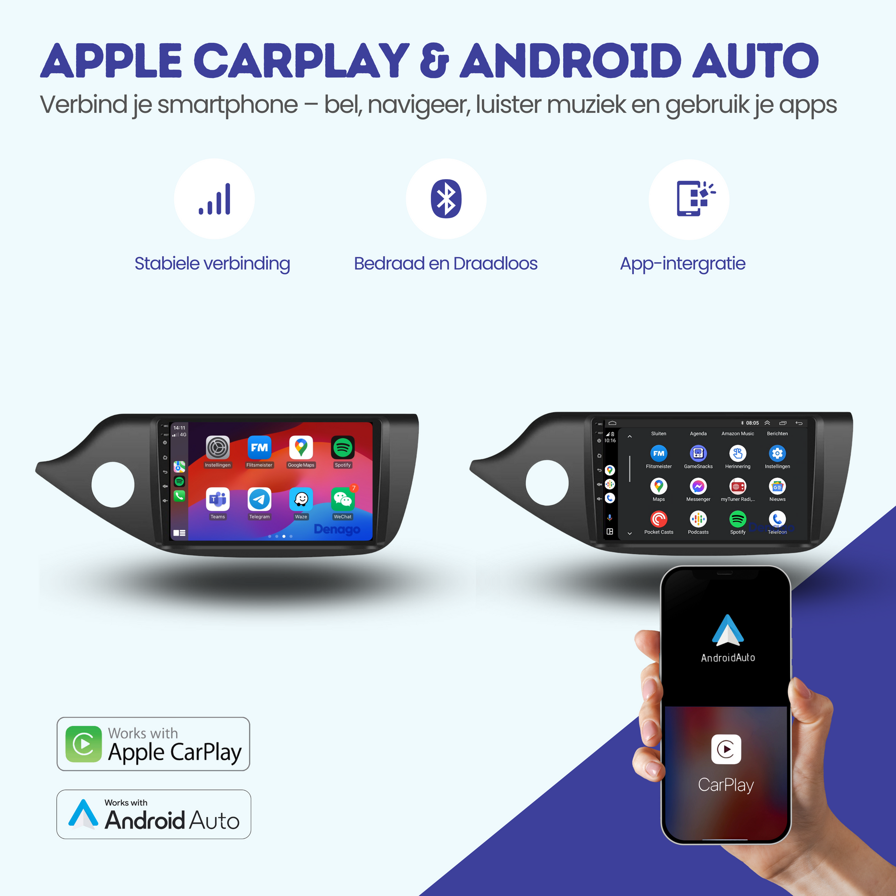 Kia Ceed CarPlay autoradio | 2012 t/m 2017 | Denago DNG-A68 | 9 inch | Android 13 | Draadloos CarPlay & Android Auto