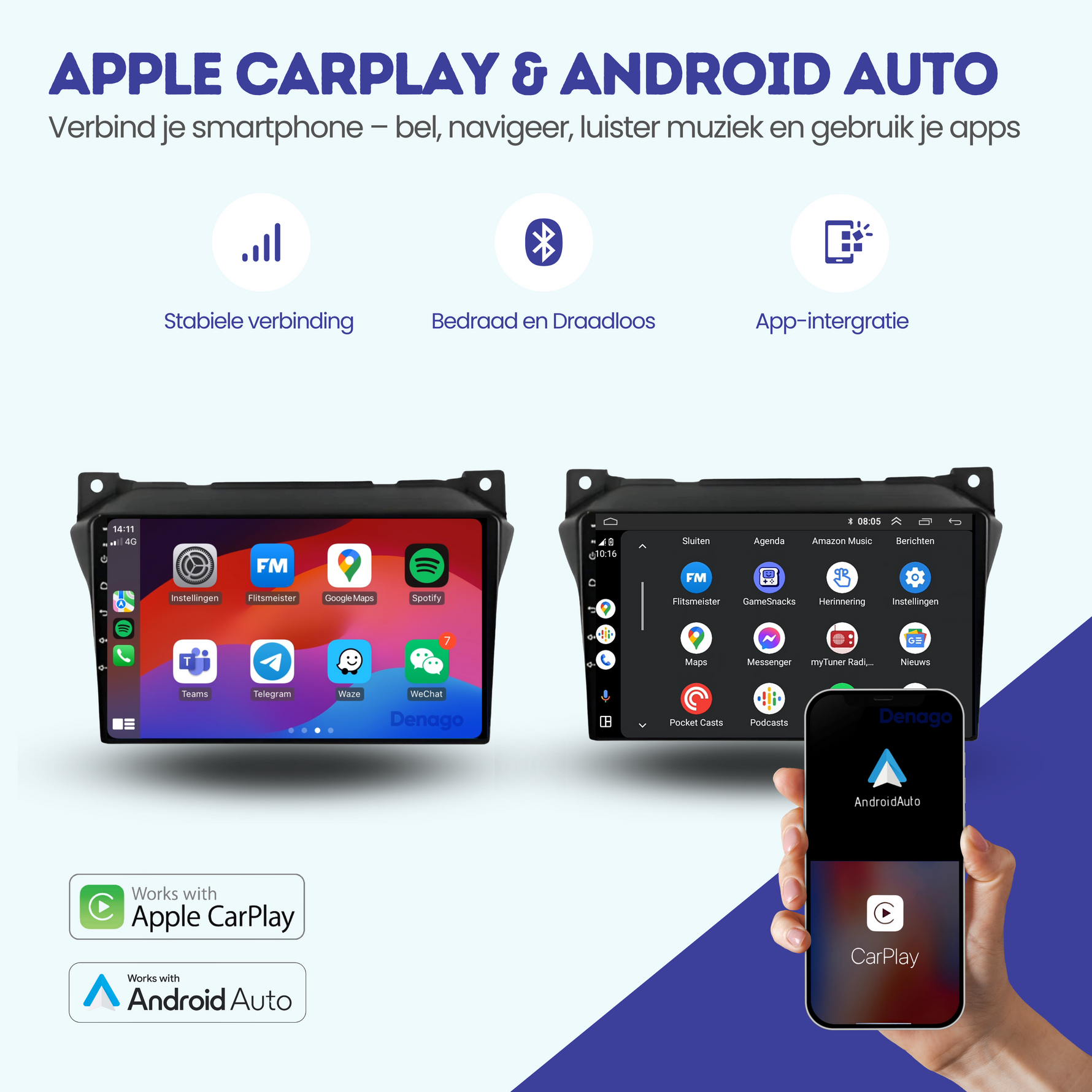 Suzuki Alto CarPlay autoradio | 2008 t/m 2016 | Denago DNG-A53 | 9 inch | Android 13 | Draadloos CarPlay & Android Auto