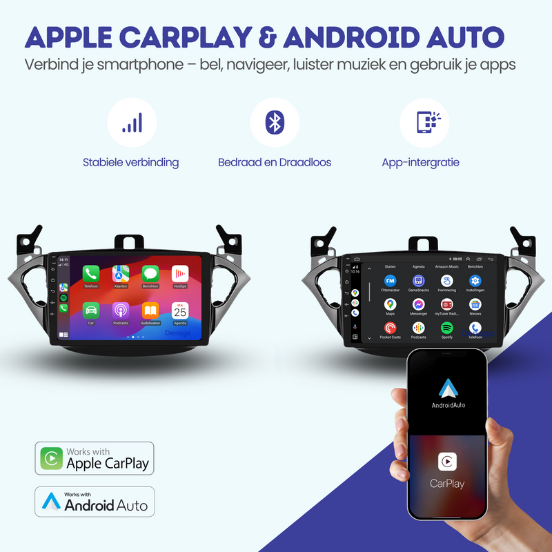 Opel Adam CarPlay autoradio | 2014 t/m 2019 | Denago DNG-A382 | 9 inch | Android 13 | Draadloos CarPlay & Android Auto-2