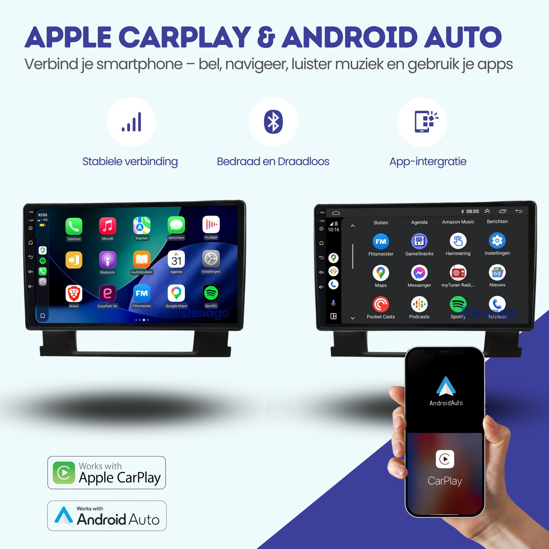 Opel Astra J CarPlay autoradio | 2009 t/m 2016 | Denago DNG-A407 | 9 inch | Android 13 | Draadloos CarPlay & Android Auto