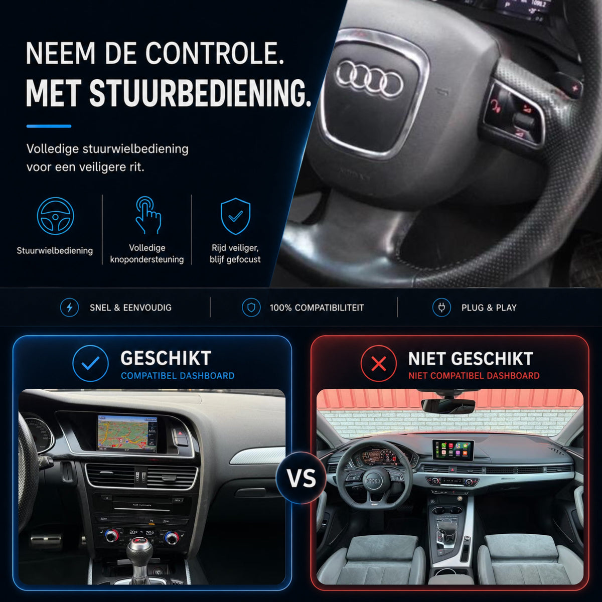 Audi A4, Audi S4 en Audi RS4 | 2012 t/m 2015 | CarPlay & Android Auto Box | MMI 3G-6