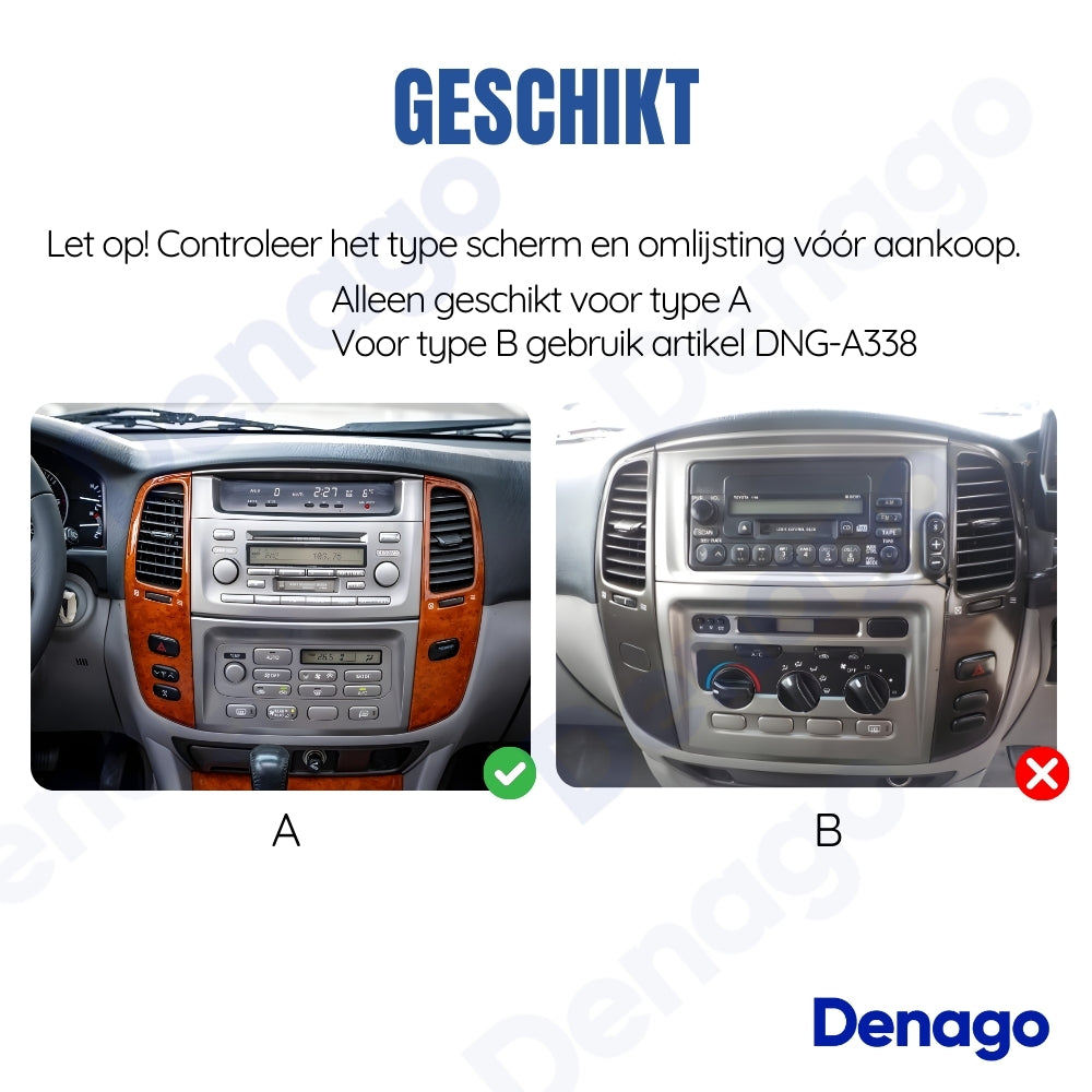 Toyota Land Cruiser 100 CarPlay autoradio | 2005 t/m 2007 | Denago DNG-A310 | 10 inch | Android 13 | Draadloos CarPlay & Android Auto | Grijs frame