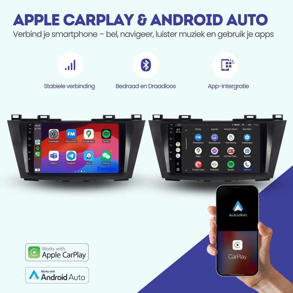 Mazda 5 CarPlay autoradio | 2010 t/m 2015 | Denago DNG-A321 | 9 inch | Android 13 | Draadloos CarPlay & Android Auto-2
