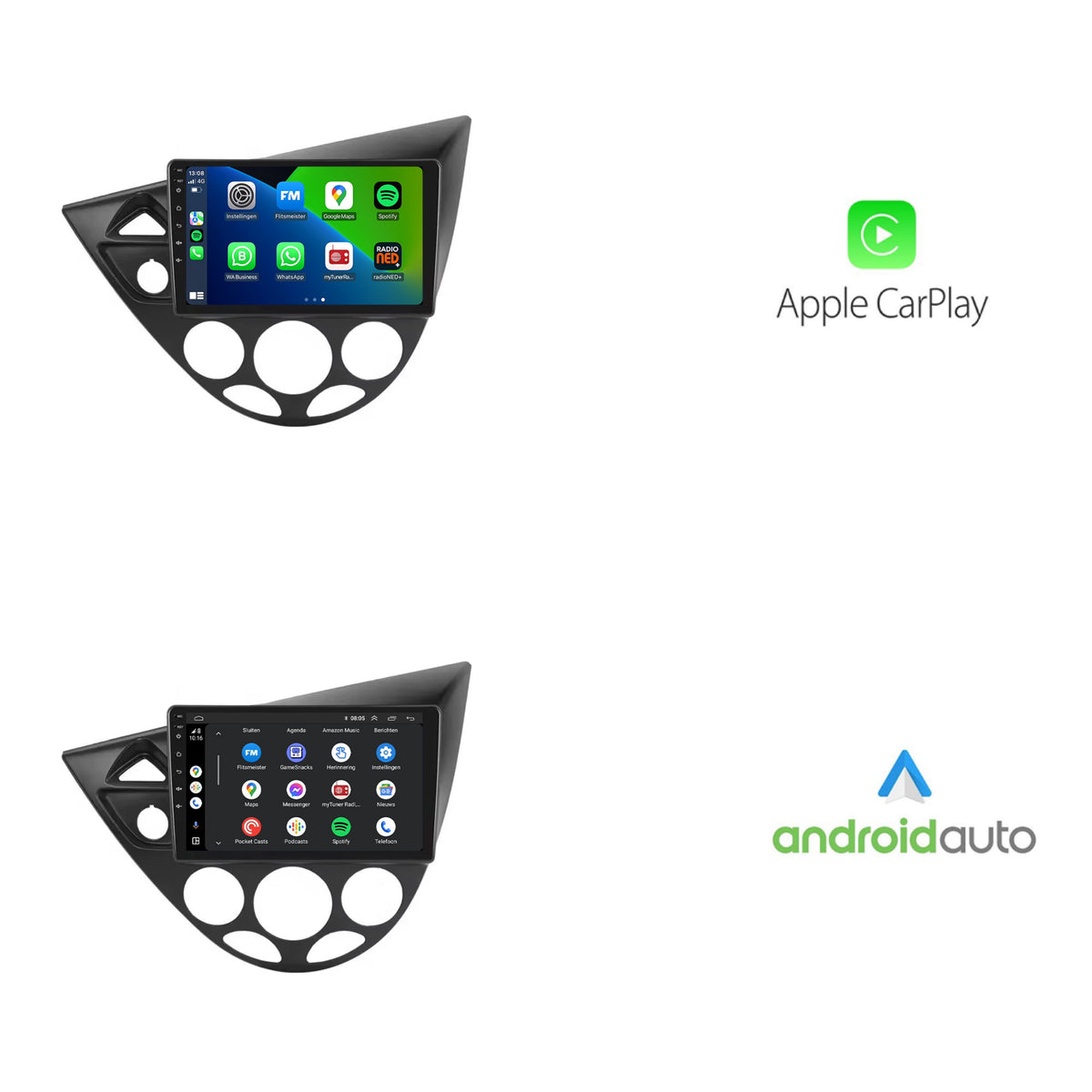 Ford Focus / Fiesta CarPlay & Android Auto Autoradio | 1995 bis 2004 | Android 13 | Davilon