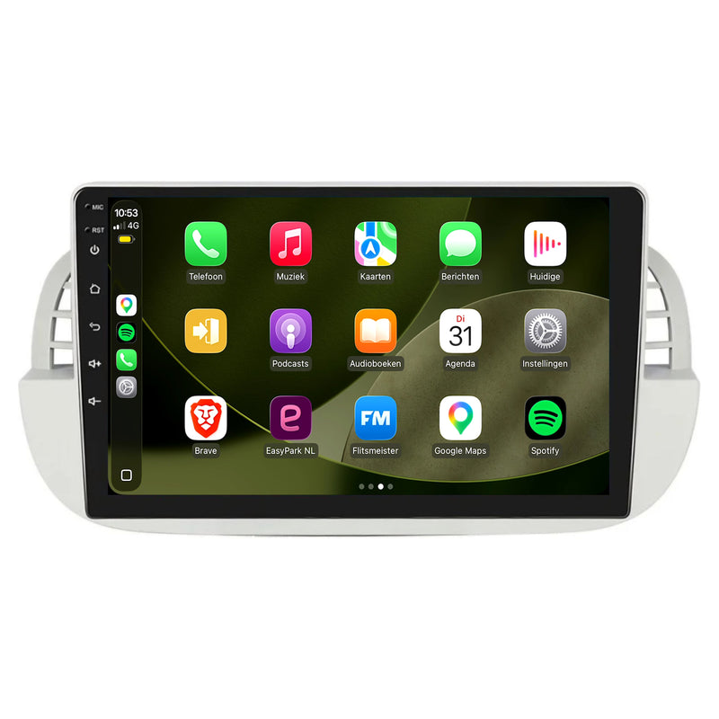 Fiat 500 | Android 13 | Autoradio | 2007 t/m 2015 | CarPlay & Android Auto | Wit-1
