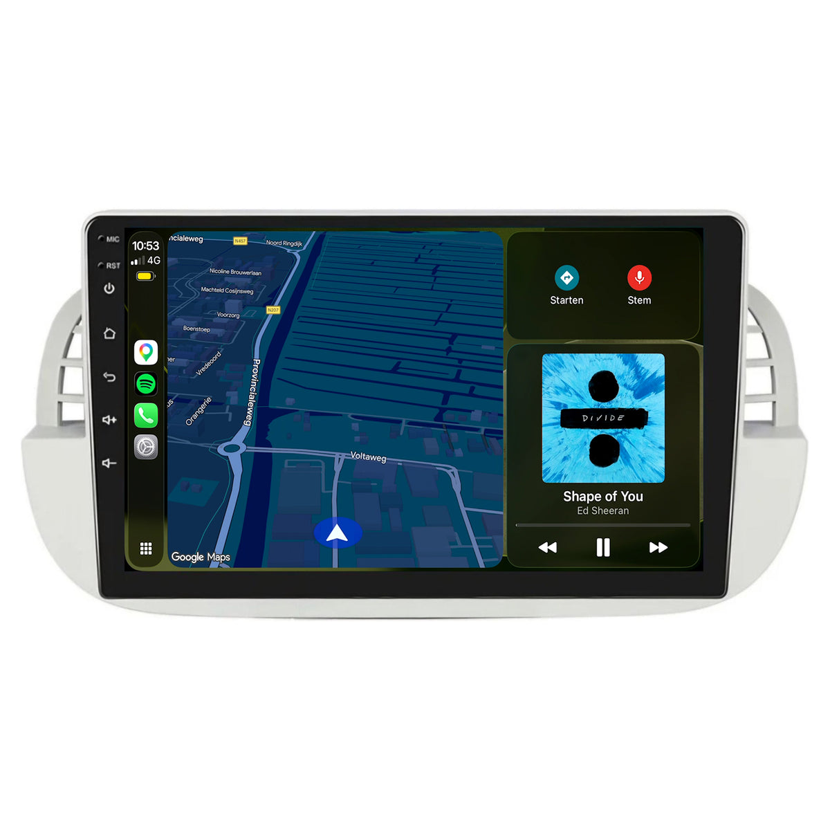 Fiat 500 | Android 13 | Autoradio | 2007 t/m 2015 | CarPlay & Android Auto | Wit-3