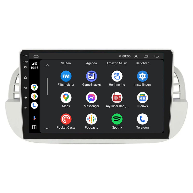 Fiat 500 | Android 13 | Autoradio | 2007 t/m 2015 | CarPlay & Android Auto | Wit-4