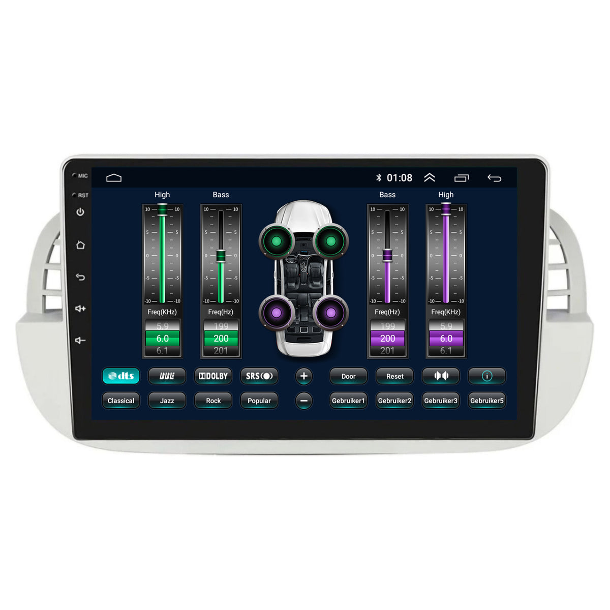 Fiat 500 | Android 13 | Autoradio | 2007 t/m 2015 | CarPlay & Android Auto | Wit-7