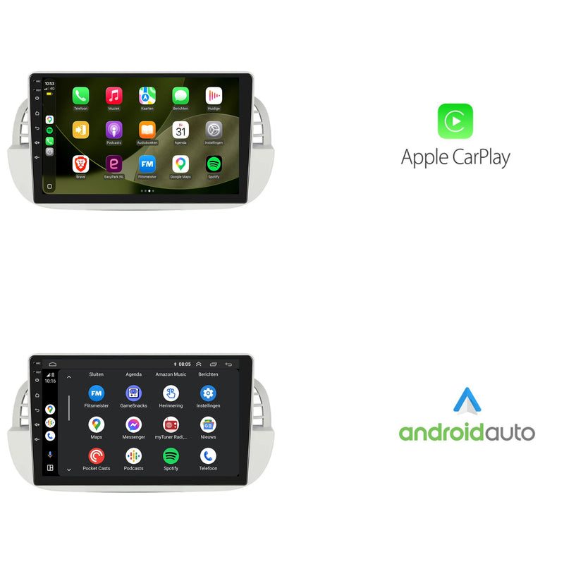 Fiat 500 | Android 13 | Autoradio | 2007 t/m 2015 | CarPlay & Android Auto | Wit-2